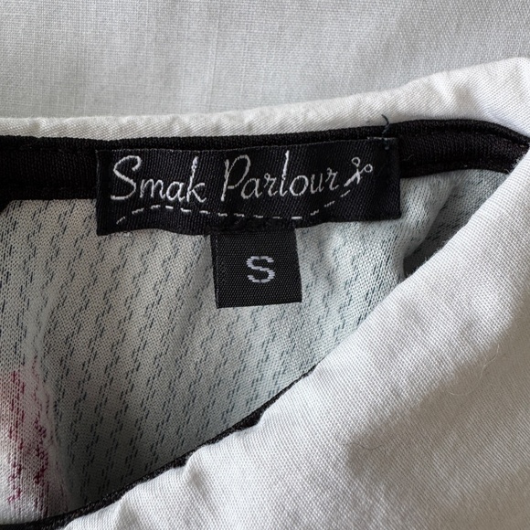 SMAK Parlour Women's Sleeveless Babydoll Collared Floral Print Dress Y2K Green S - Picture 2 of 14